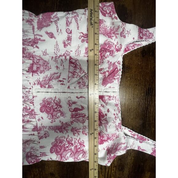 Avec Les Filles Dress Womens 14 Linen Blend Sea Print Mermaid Nautical Summer - Picture 13 of 16